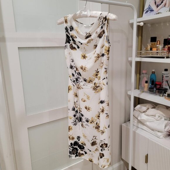 White /Brown follower Midi Dress - Picture 1 of 4